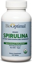 BioOptimal Organic Spirulina Tablets - Βιολογικά, Μη ΓΤΟ, Χωρίς Πρόσθετα ή Γέμισμα - 500mg Συμπλήρωμα Διατροφής Ποιότητας Premium με Βιταμίνες, Ορυκτά, & Αντιοξειδωτικά (120 Tablets)