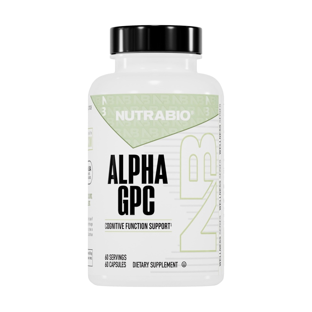 NutraBio Alpha GPC, εγκεφαλική υποστήριξη και βελτιωμένη λειτουργία μνήμης, 300mg - 60 κάψουλες λαχανικών