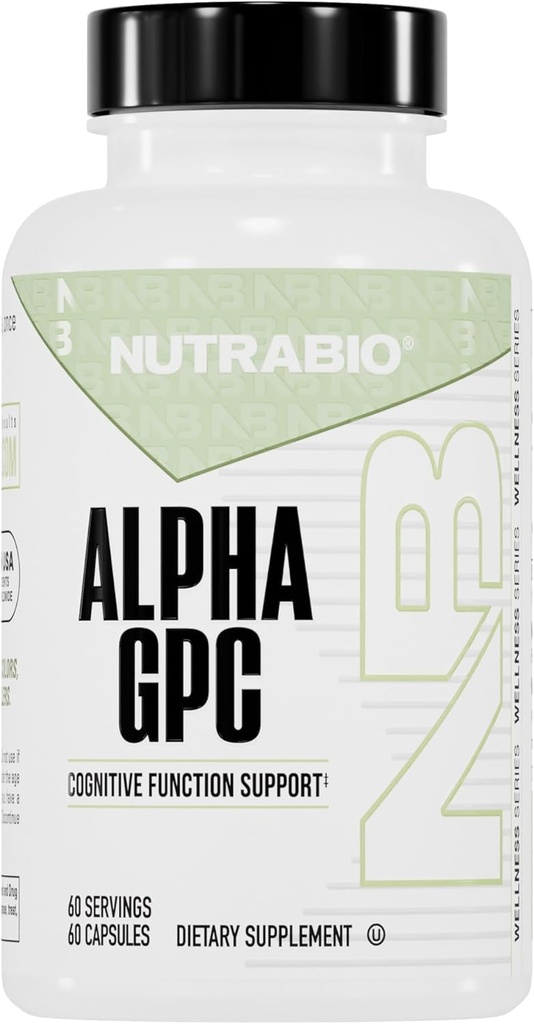NutraBio Alpha GPC, εγκεφαλική υποστήριξη και βελτιωμένη λειτουργία μνήμης, 300mg - 60 κάψουλες λαχανικών