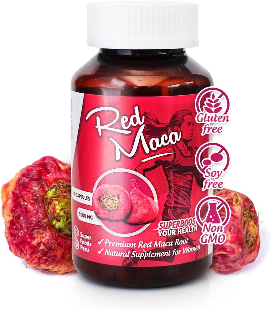 Sikyriah Red Maca Extract Capsules for Women l 100 Count l Female Health Supplement l Energy Booster and Hormone Regulator l 100% Organic and Natural maca Root l