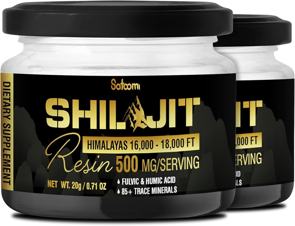 Shilajit Καθαρό Οργανικό Ιμαλαΐων με Fulvic Acid, Humic Acid, και 85+ Trace Minerals - Υποστήριξη για την παραγωγή ενέργειας, ανοσοποιητικό σύστημα & Γνωστική υγεία - 2Packs 20g για 80 υπηρεσίες