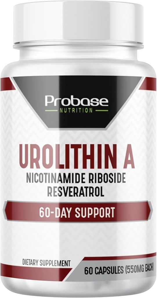 Probase Nutrition Urolithin A - [60-Day Supply] - with Added NR and Resveratrol - Alternative to NMN, NAD, CoQ10, PQQ for Healthy Aging