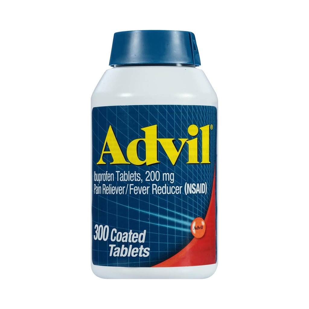 Advil Pain Reliever and Fever Reducer, Pain Relief Medicine with Ibuprofen 200mg for Πονοκέφαλος, Πλάγιος πόνος, Εμμηνορρυσιακός πόνος και ανακούφιση από τον πόνο - 300 Επικαλυμμένα δισκία
