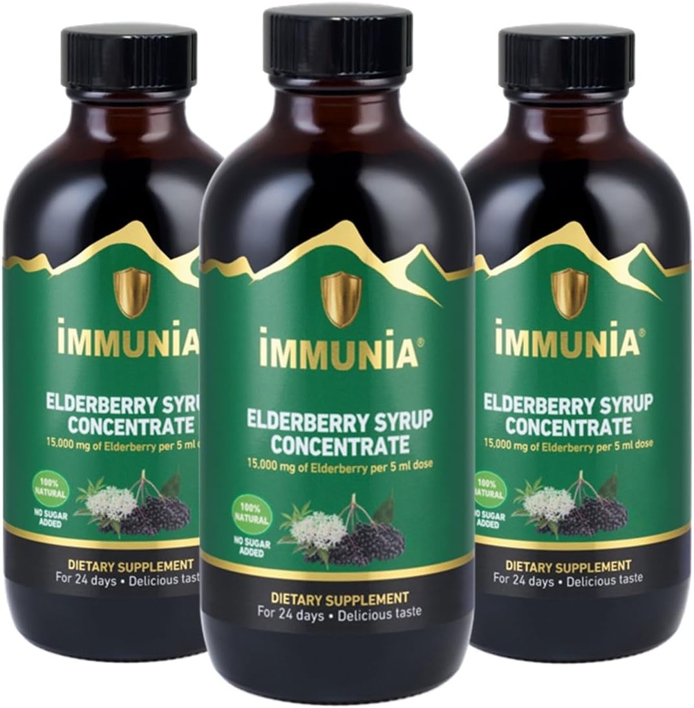 Το Syrup Elderberry βοηθά στην ενίσχυση του ανοσοποιητικού συστήματος. Elderberry Συμπύκνωμα με Elderflower, Θυμάρι και μέντας. Δεν προστέθηκε ζάχαρη. Νόστιμη γεύση. 24 Ημέρες/Bottle. (3-Pack)