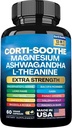 Corti-Soothe Cortisol Supplement, Magnesium Glycinate 200mg L-Θεανίνη 150mg Ashwagandha 150mg Phosphatidylserine Cortisol Manager Lions Mane Ginkgo Biloba Bakopa Monnieri Valerian Root (60 Caps)