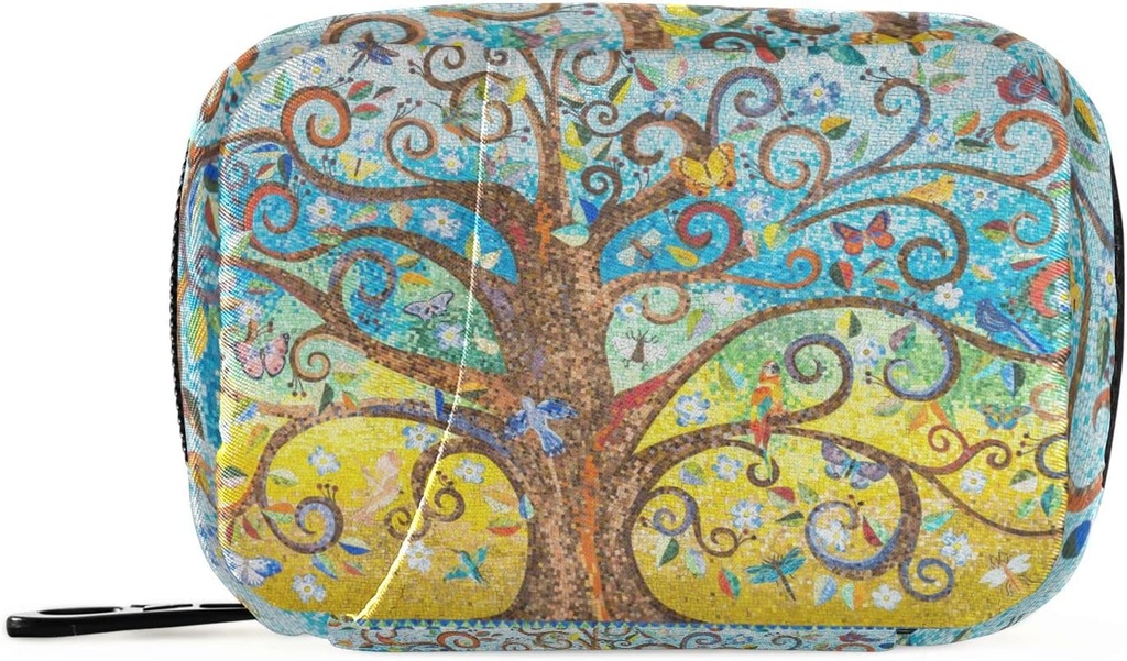 Naanle Tree of Life 7-Day Τσάντα οργανωτή χαπιών με Zipper και Hook & Loop, Συμπαγές μέγεθος, Unisex, 8 διαμερίσματα, Twill Canvas Cloth, Classic Style