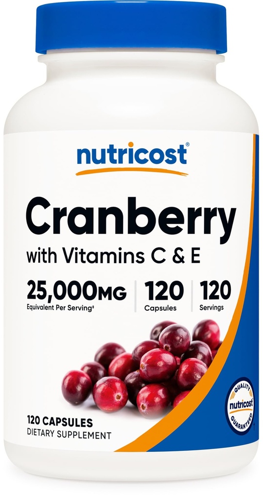 Nutricost Cranberry Extract (25.000mg) (120 κάψουλες) με Βιταμίνη C & Βιταμίνη Ε
