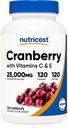 Nutricost Cranberry Extract (25.000mg) (120 κάψουλες) με Βιταμίνη C & Βιταμίνη Ε
