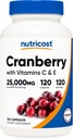 Nutricost Cranberry Extract (25.000mg) (120 κάψουλες) με Βιταμίνη C & Βιταμίνη Ε