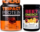 Nutrology Beet Natural O2, Pre Workout Powder, Passion Fruit Flavor (30 μερίδες) TRIPACT Protein Powder, 7-in-1 Replacement Meal Shake, Κρέμα Σοκολάτα Γεύση (20 μερίδες)