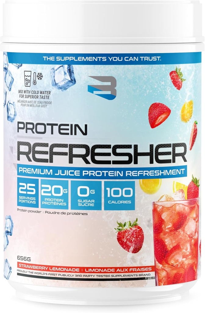 Believe Συμπληρώματα Protein Refreser (25 Servies) - Revolutional Juice-Type Whey Protein Powder for Fitness, Bodybuilding, Gym, or for Bigger Protein Intake (25 Scoops, Sharmberry Lemonade)