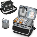 Τσάντα αποθήκευσης φαρμάκων, διοργανωτής μπουκαλιών χαπιών με ιμάντα ώμου, ταξιδιωτικό κουτί οργανωτή ιατρικής, Κιτ πρώτων βοηθειών με φορητή μικρή τσάντα, οργανωτής μπουκαλιών φαρμακευτικής αγωγής άδειο μαύρο
