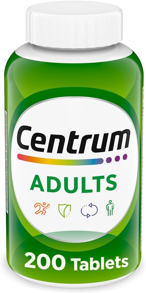 Centrum Adult Multivitamin/Multimineral Supplement with Antioxidants, Zinc, Vitamin D3 and B Vitamins, Gluten Free, Non-GMO Ingredients - 200 Count