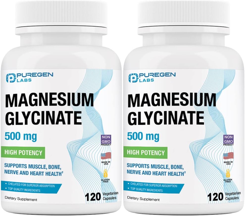 Μαγνήσιο Γλυκινικό 500mg [Υψηλή Ικανότητα] Καπάκια λαχανικών, Χηλικά για Ανώτερη Απορρόφηση, Μη ΓΤΟ, Όχι Γλουτένη και Γαλακτοκομικά, Υποστηρίζει τους μυς, τις αρθρώσεις και την υγεία της καρδιάς 