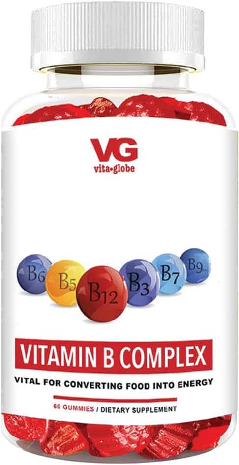 VITA GLOBE B Complex Gummy Vitamins – Flavor Φράουλα με βιταμίνη C, Νιασίνη, B6, B12 & Biotin 