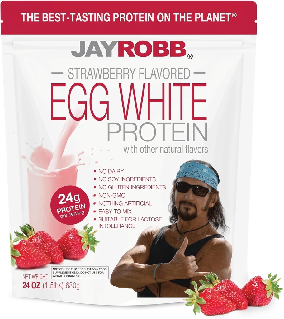 JAYROBB Φράουλα Αυγό Λευκή πρωτεΐνη 24 oz, 1,5 λίβρα τσάντα