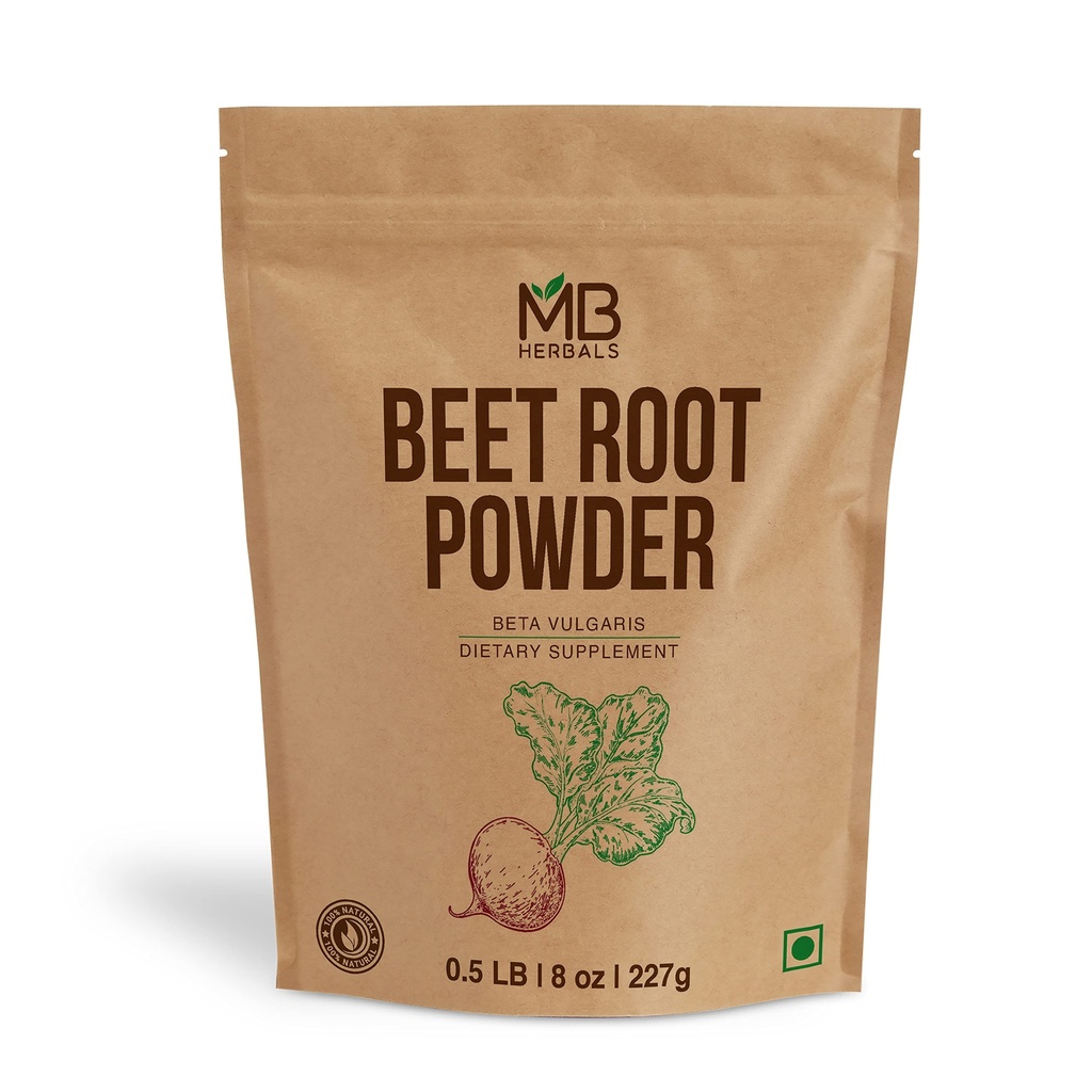 MB Herbals Beetroot Powder 8 oz (1/2 lb) | Non-GMO, Gluten-Free, Fine Beet Root Powder for Smoothies, Shakes & Baking | Vegan-Friendly
