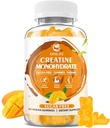 Creatine Monohydrate Gummies for Men & Women, Chewables Creatine Monohydrate for Muscle Strength, Muscle Builder, Energy Boost, Sugar Free, Vegan, Mango Flavor-60 Count