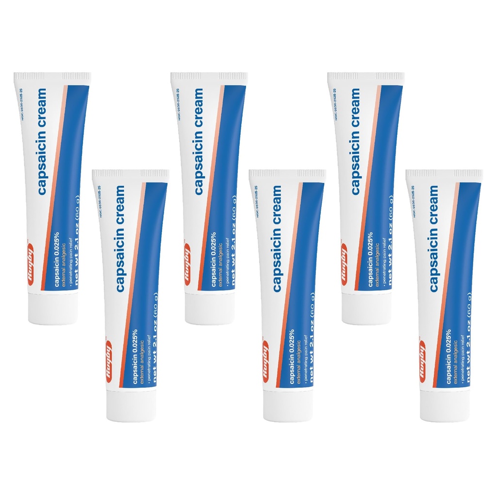 Rugby Capsaicin 0,025% Κρέμα για την ανακούφιση του πόνου - 2, 1 Oz (60g) (6 Συσκευασία)