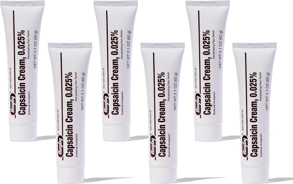 Rugby Capsaicin 0,025% Κρέμα για την ανακούφιση του πόνου - 2, 1 Oz (60g) (6 Συσκευασία)