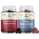 Bundle of Natural Cranberry Gummies for Women and Men and Extra Strength Zinc for Adults - Extra Strength Delicious Antioxidant Cranberry Chews - Chewable Zinc Citrate 50mg Immunity