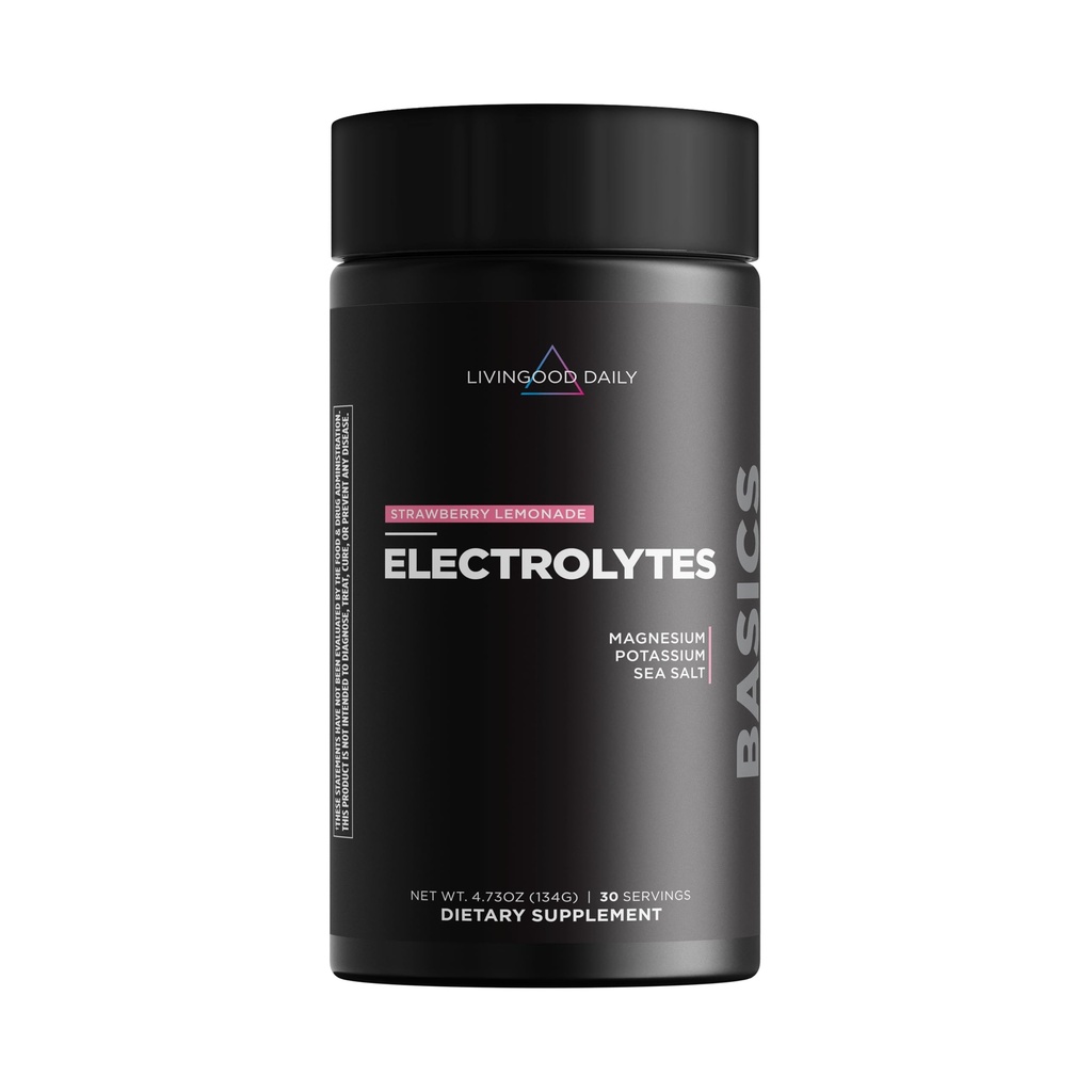 Livingood Daily Electrolytes Powder, Electrolytes Hydration Drink Mix with Vitamin C, Magnesium, Taurine & Sea Salt, Electrolyte Supplement for Energy & Hydration, Keto, Strawberry Lemonade, 30 Srvgs