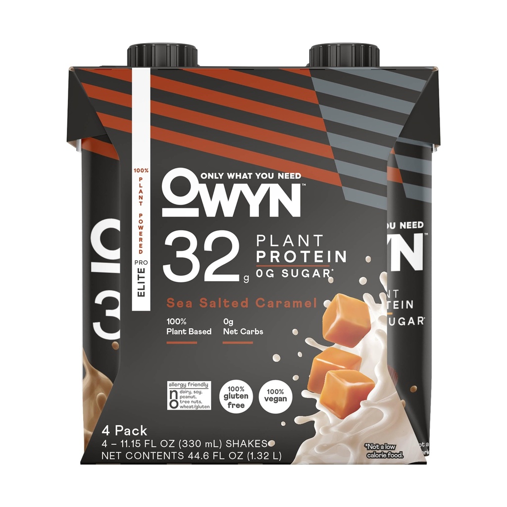 Owyn, Shake Protein Plant Elite Sea Salt Caramel, 11.15 Fl Oz, 4 Pack