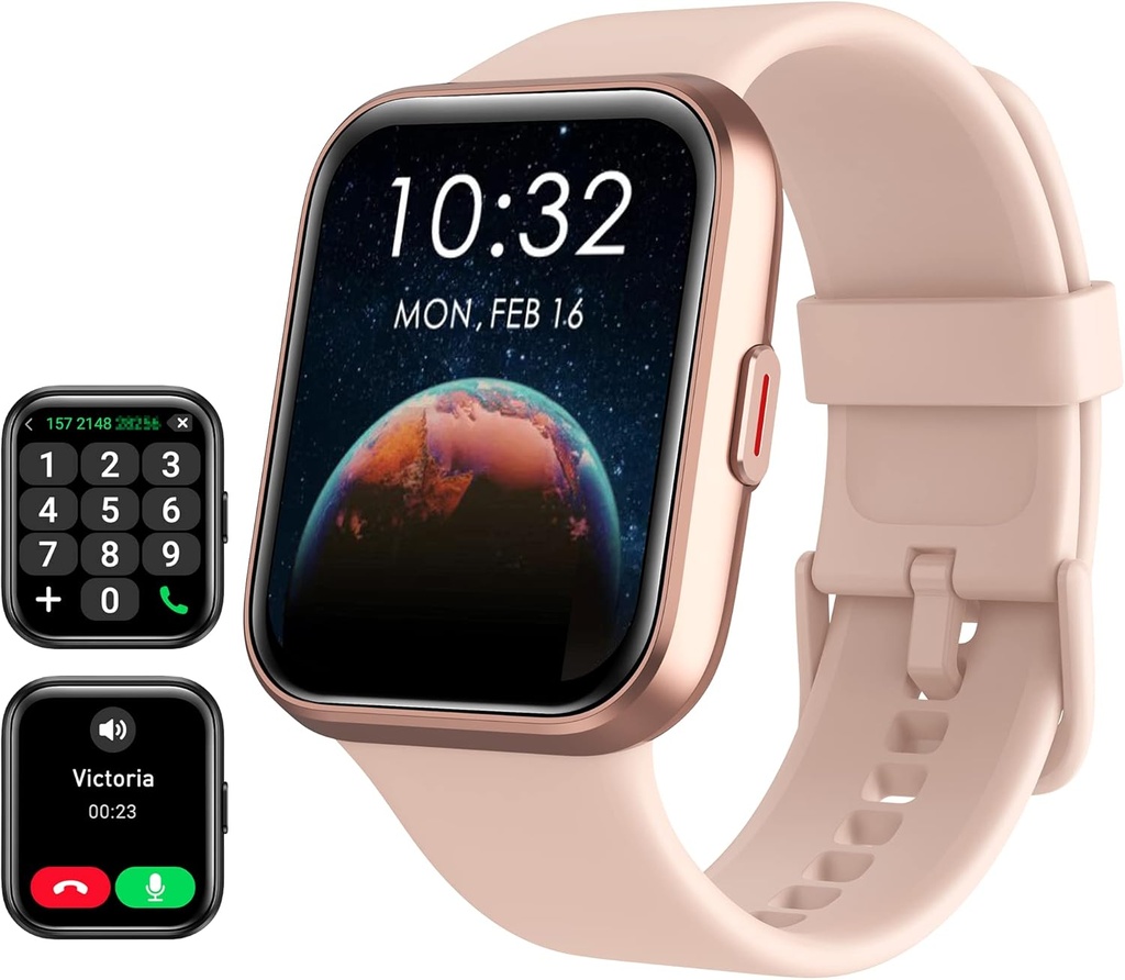 Smart Watch for Women Android & iPhone, Alexa Ενσωματωμένο, 1.8" Touch Screen Fitness Tracker with Reply/Make Calls, IP68 Αδιάβροχος καρδιακός ρυθμός/Sleep/SpO2 Monitor, Pedometer, 100+ Sport Modes