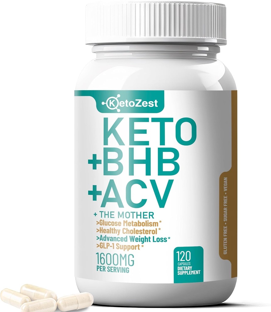 Keto ACV BHB Κάψουλες 1600mg για Προηγμένη απώλεια βάρους & λίπος κάψιμο κοιλιάς - Βιολογικό μηλίτη μηλίτη ξύδι με τη μητέρα Ketones Vegan συμπλήρωμα - με βιταμίνη D3 ψευδάργυρο Χρώμιο για άνδρες γυναίκες
