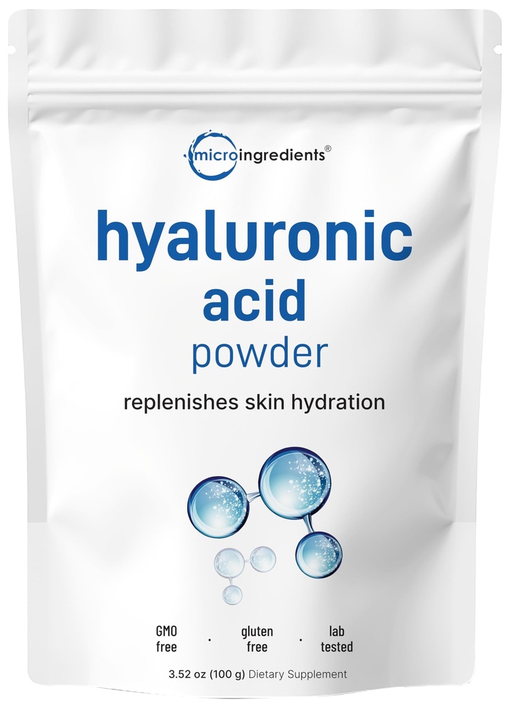 Hyaluronic Acid Serum Powder, 100 Grams | Low Molecular Weight, Cosmetics Grade | Skin Hydration and Moisture Support Supplements | Vegan, Water Soluble (Within 2 Hours)