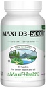 Maxi Health Βιταμίνη D3 5000 IU (125 mcg) - Υψηλή δόση Βιταμίνη D 5000 IU - Υγιή οστά, δόντια, ανοσοποιητική υποστήριξη - Kosher Pure High Potency Vit D3 (90 δισκία)