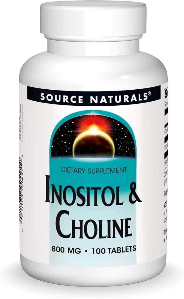Source Naturals Ινοσιτόλη & Χολίνη 800 mg Υποστηρίζει Υγιεινή λειτουργία νεύρων - 100 δισκία