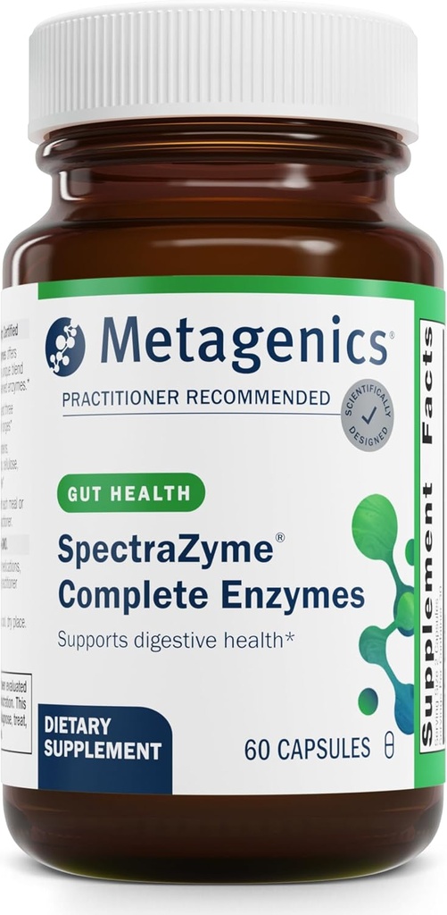 Μεταγονική SpectraZyme Enzyme Complex - Φυτο-βασισμένο Digestive Ένζυμα για πρωτεΐνη, λίπος & υδατάνθρακες Ανάλυση - Υποστηρίζει δυσπεψία, Bloating & Colon Υγεία* - Χωρίς γλουτένη, Vegan - 60 Κάψουλες