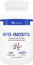 ML Naturals Myo-Inositol 2000 mg 120 Vegetable Capsules, NSF-Certified & cGMP-Compliant