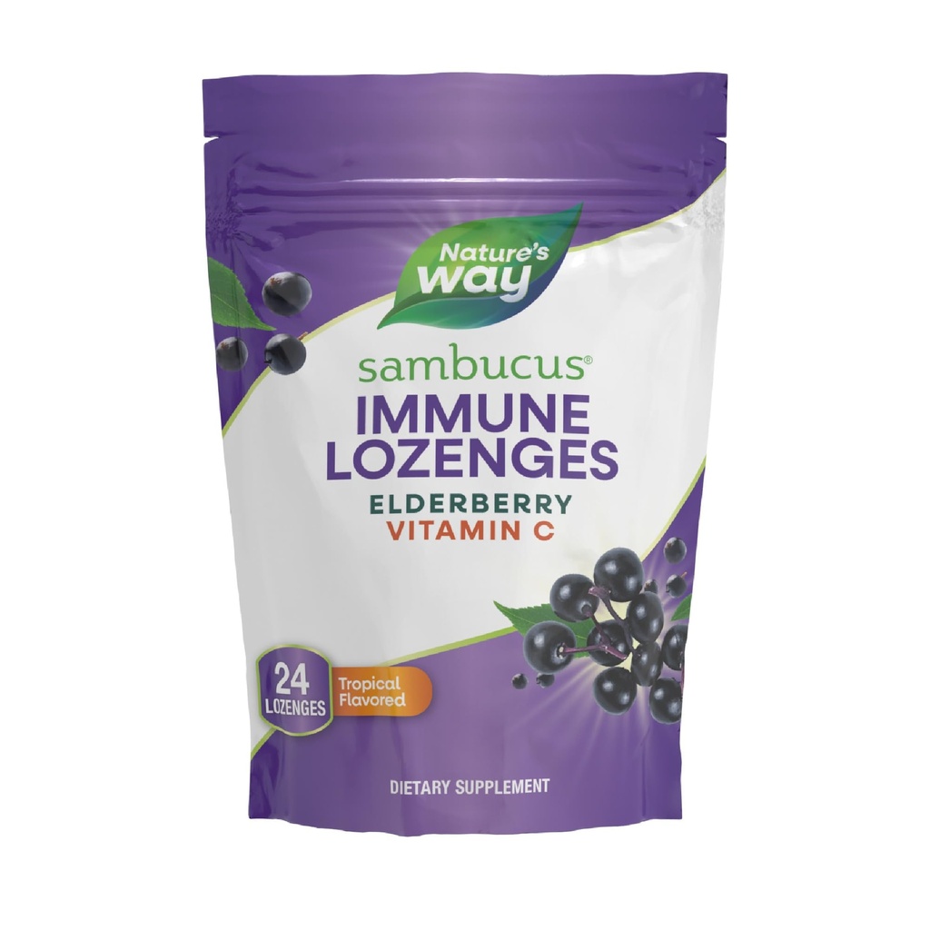 Τρόπος της φύσης Sambucus Immune Lozenges, Υψηλής ισχύος Βιταμίνη C, Elderberry, 24 Tropical Flavored Lozenges (Packing May Vary)