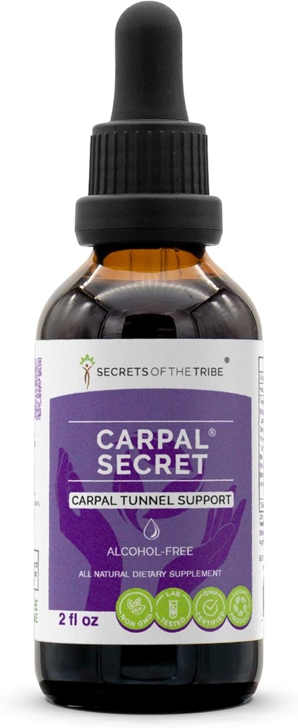 Secrets of the Tribe - Carpal Secret, Carpal Tunnel Support, Herbal Supplement Blend Drops Alcohol-Free Liquid Extract (2 fl oz)