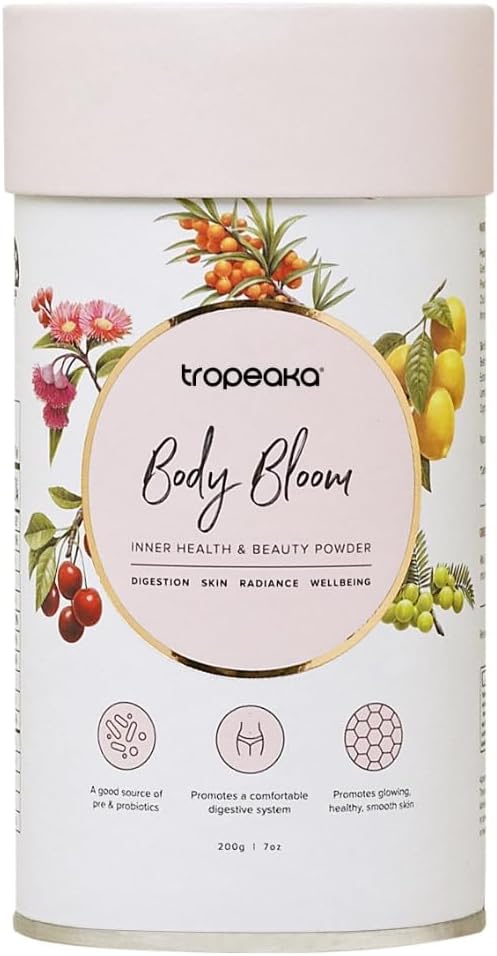 Tropeaka Body Bloom - Superfood Beauty Supplement, Supports Collagen Production for Glowing Skin, Hair & Nails, Prebiotic & Probiotics, Vegan, Dairy Free, Gluten Free, Non-GMO, 18oz (28 Servings)