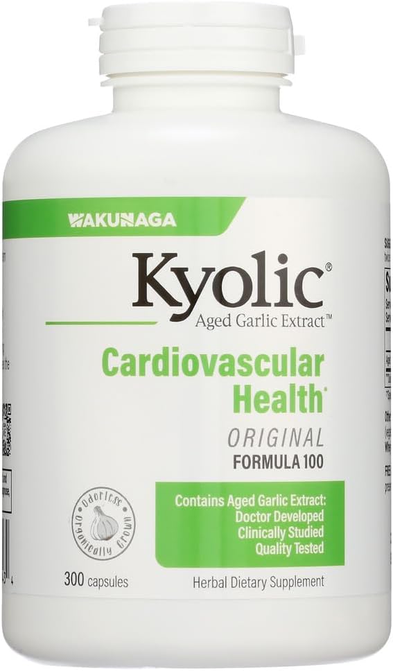 Kyolic Aged Garlic Extract - Original Cardiovascular Formula 100, High Potency 600mg, 300 caps., (Wakunaga/Kyolic)