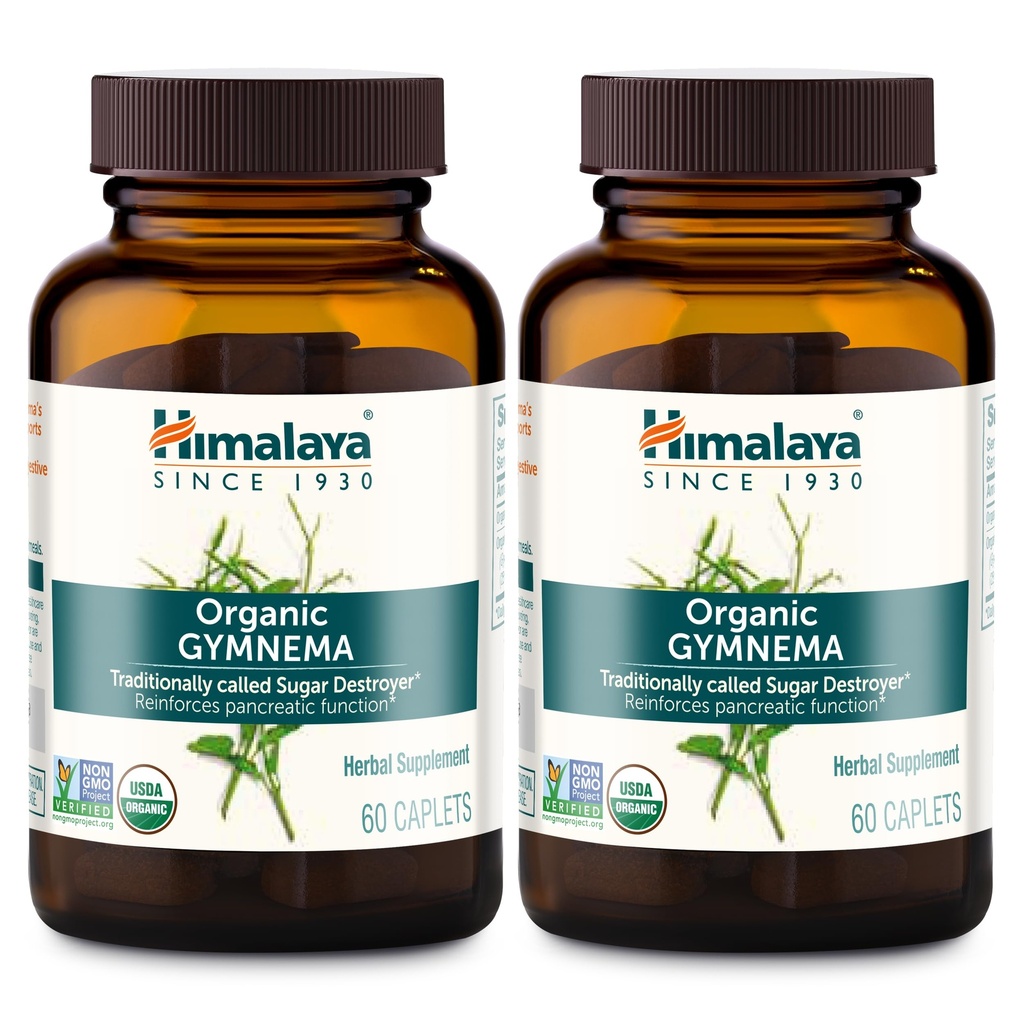 Himalaya Organic Gymnema Sylvestre - Υποστήριξη Μεταβολισμού Φυτικών Γλυκόζης - USDA Organic, Non-GMO, Vegan, Gluten Free, 700 mg, 60 Caplets (Pack of 2)