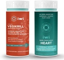 iwi Life Vegikrill & Heart Omega-3 Bundle, 30 εξυπηρετήσεις, Vegan Plant-Based Algae Omega 3, Krill & Fish Oil Εναλλακτική, Χωρίς Αλιευτική Επίγευση