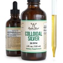 Κολλοειδές Ασημί Υγρό 20 PPM - 4 FL OZ (Plata Coloidal with Dropper) 99,9% Καθαρό, Χωρίς Γλουτένη, Μη ΓΤΟ με Διπλά Συμπληρώματα Ξύλου