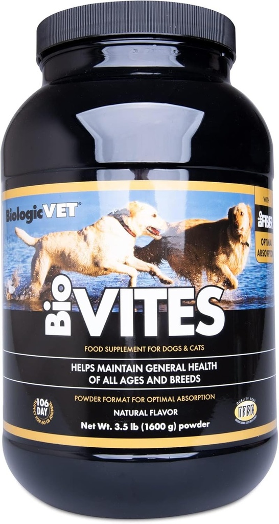 BiologicalVET BioVITES Multi-Nutrient Supply - Premium Cat & Dog Vitamins - Υποστηρίζει το ανοσοποιητικό, το μεταβολισμό, το δέρμα και την πέψη υγεία - Περιλαμβάνει Αμινοξέα, προβιοτικά, ένζυμα & Περισσότερα - 3,5 lb.
