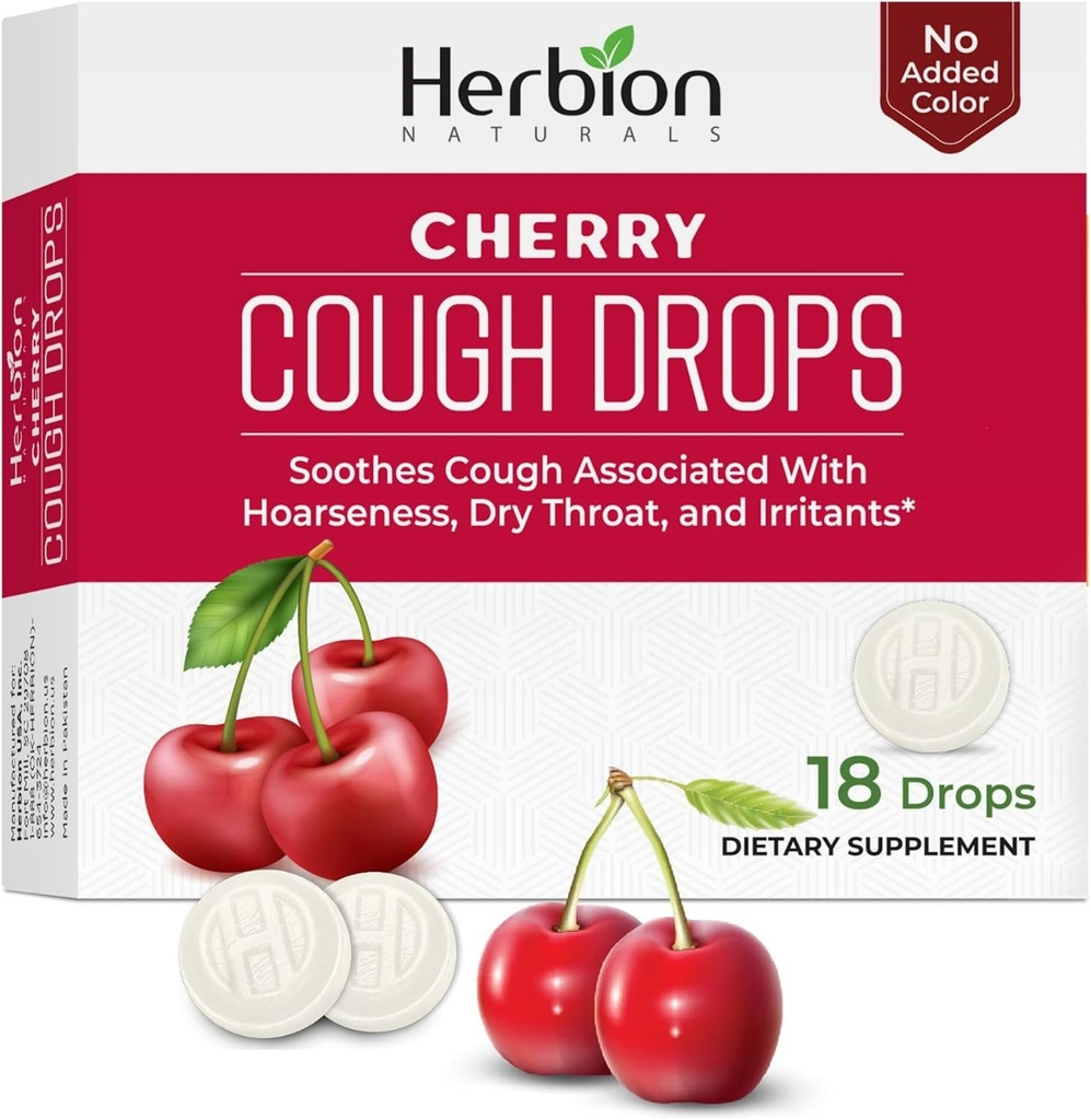 HERBION Naturals Βήχας σταγόνες, Συμπλήρωμα διατροφής, Ήθη Βήχας, για ενήλικες και παιδιά άνω των 6 ετών, Χωρίς Τεχνητή Γεύση, Χωρίς Προστιθέμενο Χρώμα (18 Κόμης (Pack of 1), Τσέρι)