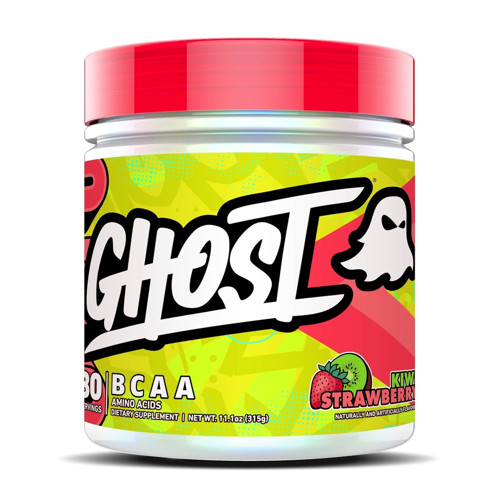 GHOST BCAA Powder Amino Acids Supplement, Kiwi Strawberry - 30 σέρβις - Χωρίς ζάχαρη Intra, Post & Pre προπόνηση Amino σκόνη & ποτό αποκατάστασης, 7G BCAA