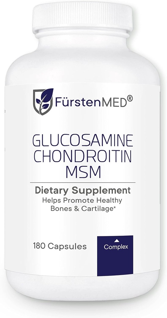 FürstenMED Glucosamine MSM συμπλήρωμα χονδροϊτίνης - Chondroitin & Glucosamine Διατροφικά συμπληρώματα για οστά & Κανονική Cartilage Υγεία - Υποστήριξη Κανονική κοινή υγεία με βιταμίνη C - 180 κάψουλες
