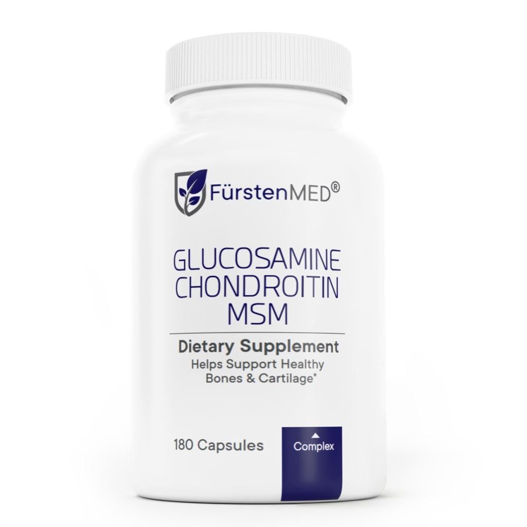 FürstenMED Glucosamine MSM συμπλήρωμα χονδροϊτίνης - Chondroitin & Glucosamine Διατροφικά συμπληρώματα για οστά & Κανονική Cartilage Υγεία - Υποστήριξη Κανονική κοινή υγεία με βιταμίνη C - 180 κάψουλες