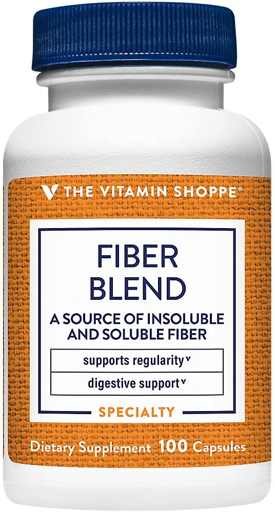 The Vitamin Shoppe Fiber Blend, μια φυσική πηγή αδιάλυτων και διαλυτών ινών, υποστηρίζει Digestive Health & Regularity (100 κάψουλες)