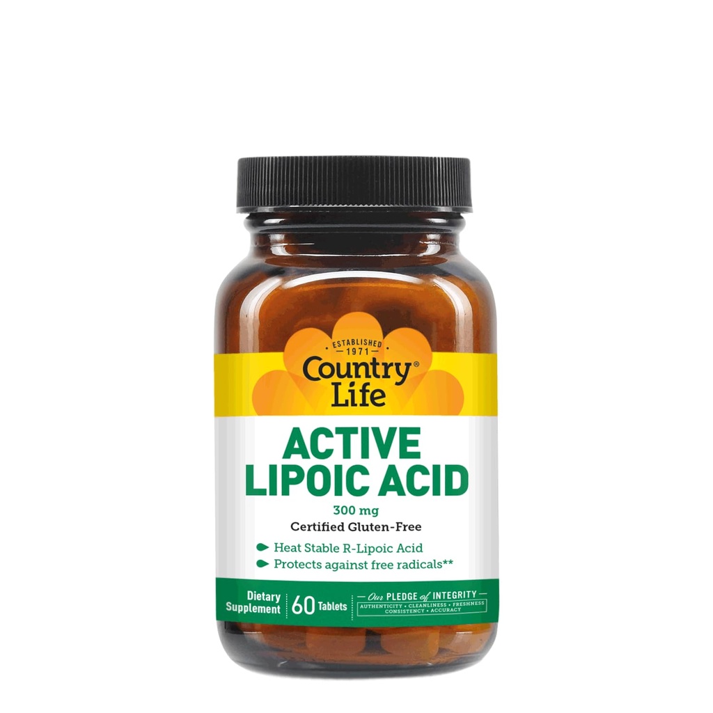 Country Life R-Alpha Lipoic Acid Complex 300mg - Alpha-Lipoic Acid 270mg & R-Lipoic Acid 30mg - Αντιοξειδωτική υποστήριξη - Όχι μαγιά, καλαμπόκι, σιτάρι, σόγια, γλουτένη, γάλα - Alpha Lipoic Acid Συμπλήρωμα