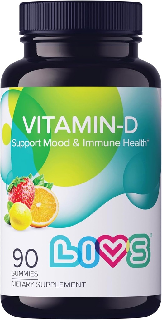 LIVS Vitamin D3 Gummies 2000 IU για γυναίκες & άνδρες – Vegan Vitamin D3 συμπλήρωμα για οστά, δόντια & ανοσοποιητική υποστήριξη – Μασώμενη βιταμίνη D Gummies με φυσικό λεμόνι μούρο & org Γεύση – 90 Ct