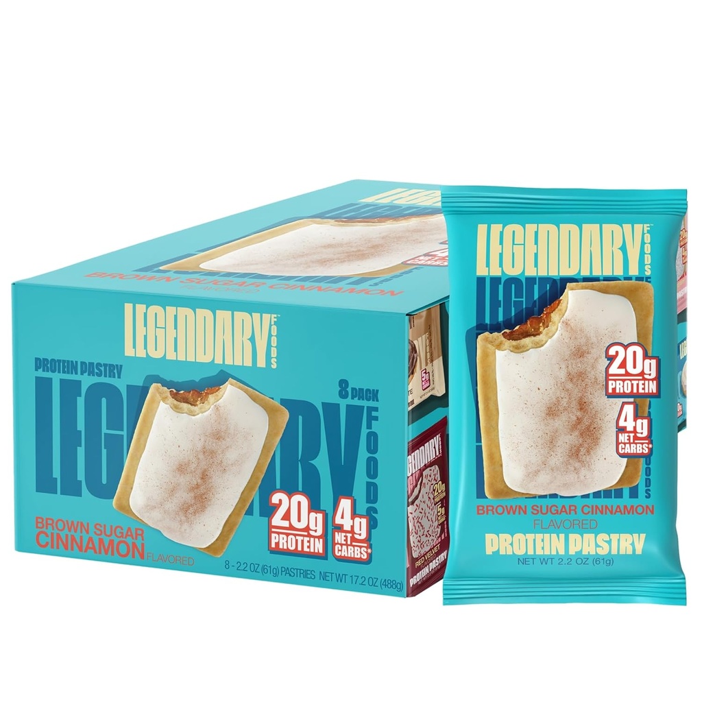 Legendary Foods 20gr Pastry Πρωτεΐνης 9-Pack Bundle - Χαμηλό Καρβίδιο Γευστικό Πρωτεΐνης Bar Cedric Keto Φιλικό, Όχι Ζάχαρη Προστέθηκε Υψηλή Πρωτεΐνη Πρωινό Σνακ, Γλουτένη Δωρεάν Keto Τροφίμων - Καφέ Ζάχαρη Κανέλα